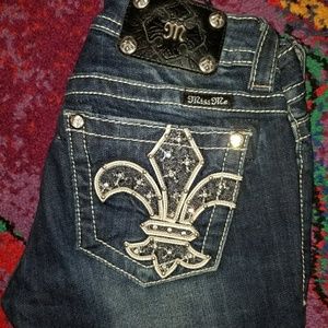 Miss Me white Stitch bling jeans 25